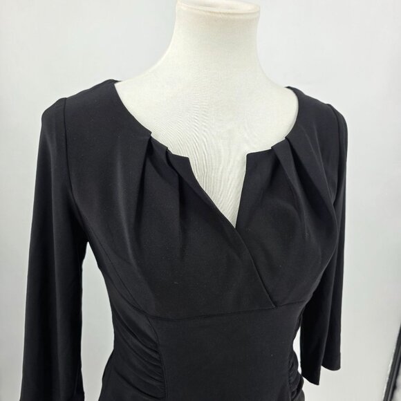 Adrianna Papell Womens Black Pleated Sheath Dress Size 4 - Picture 7 of 13